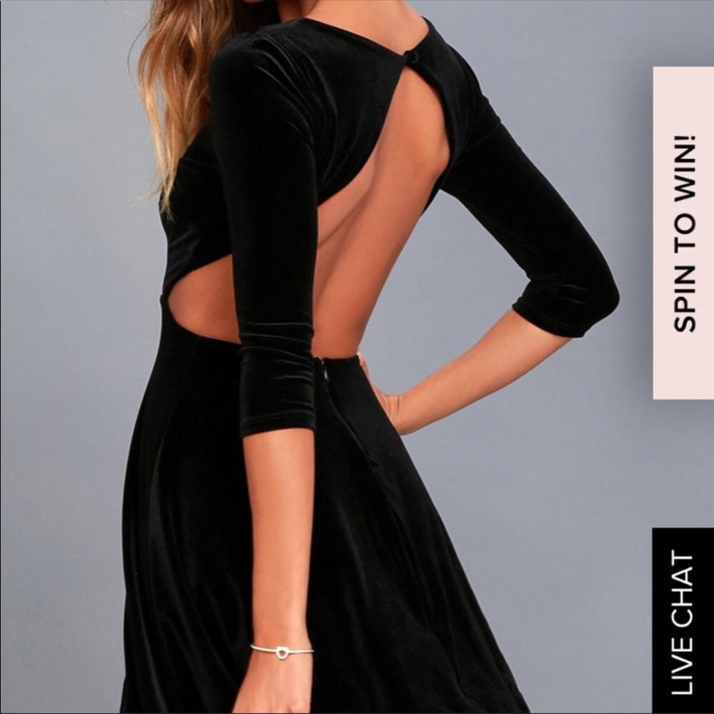 Black Velvet Backless Dress